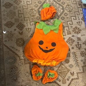 Orange Pumpkin Costume with Green Accents